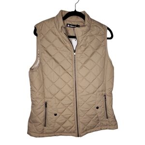 Allegra K Tan Zipper Vest Size L